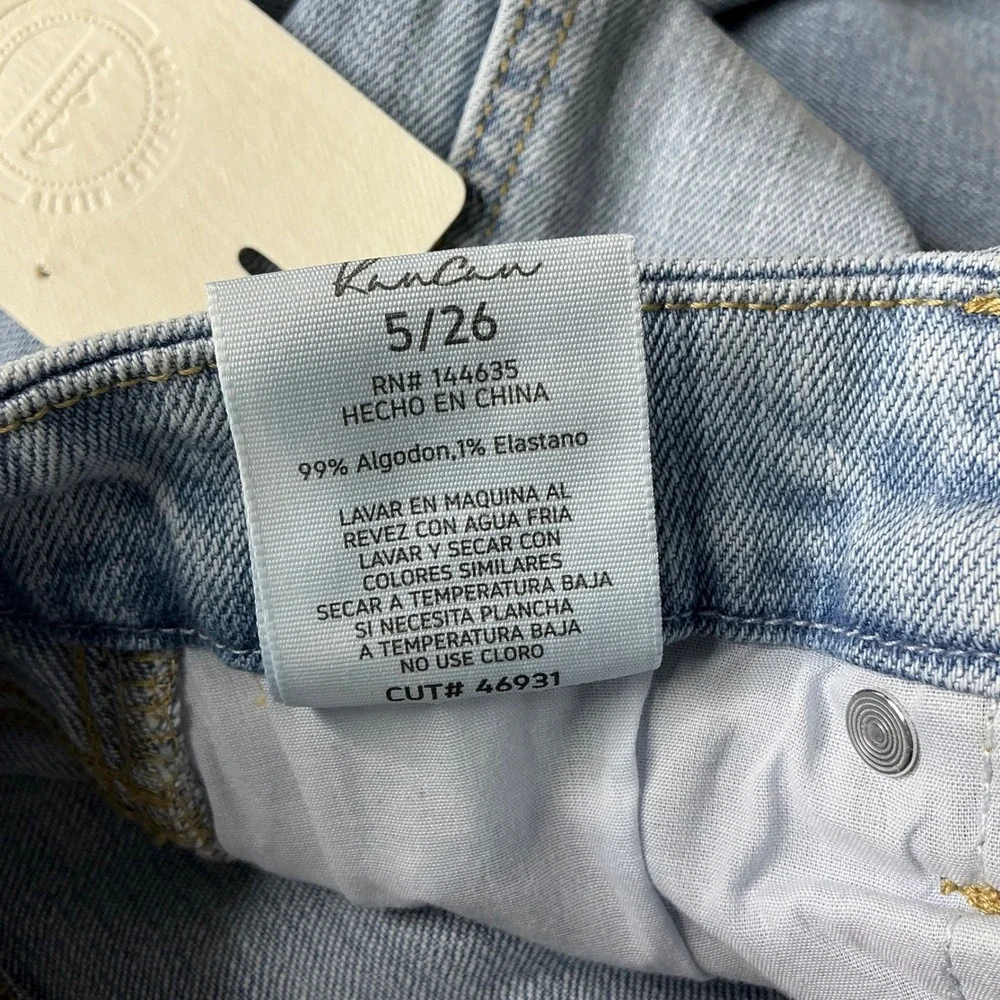 KanCan High Rise Cropped Straight Jeans‎ 26 Light Wash Raw Hem Minimalist Y2K